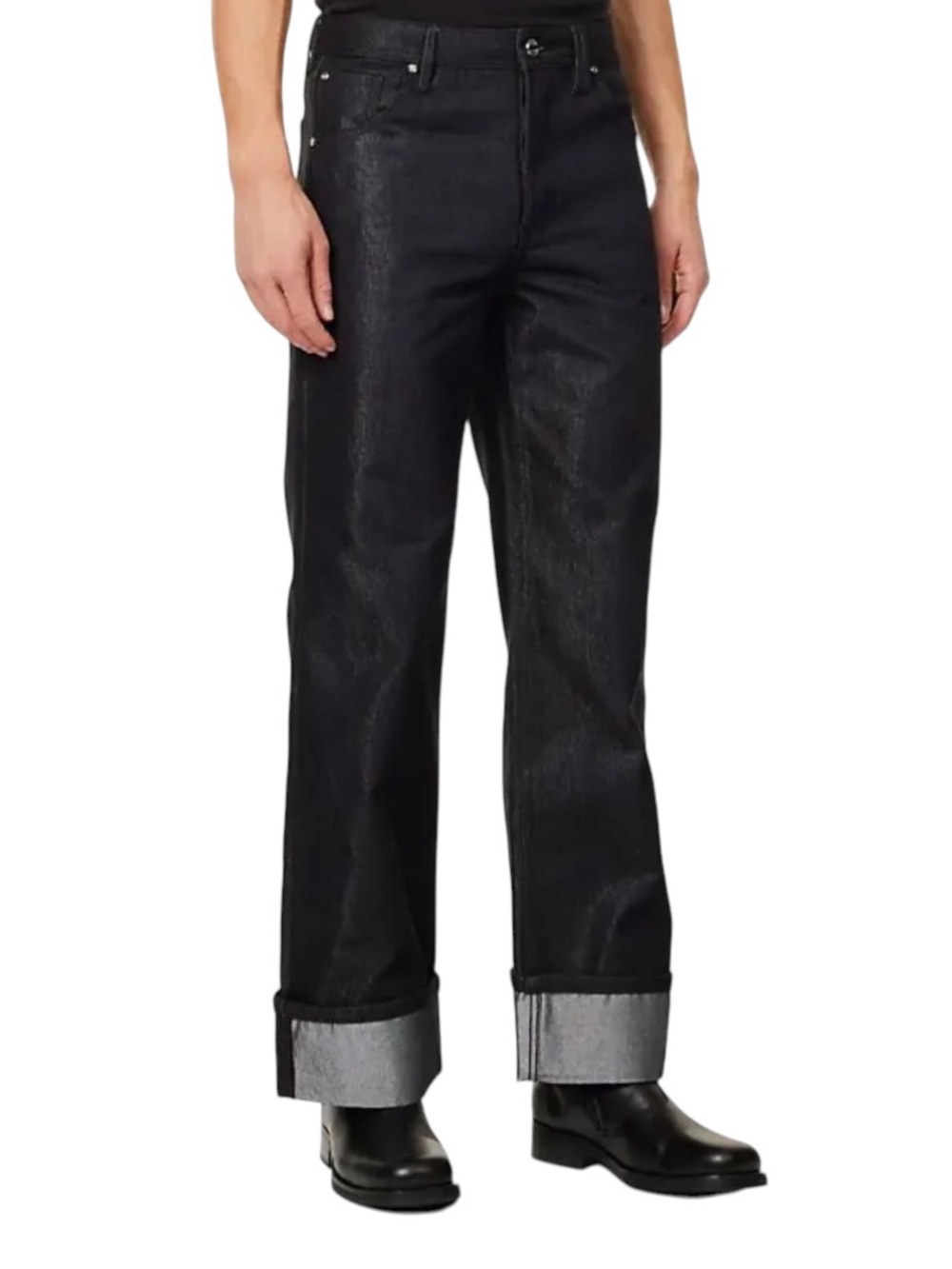VAYDER Men’s Lustre Cuffed Wide Leg Jeans Black Size 32 NWT $455